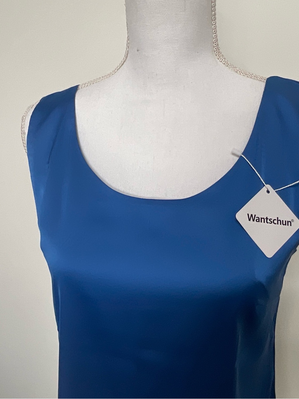 Royal Blue Satin Scoop Neck Cami - Picture 2 of 6